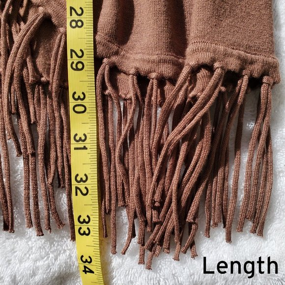 Chelsea & Theodore Fringed Cardigan Sweater Mocha Brown Size XL - Picture 7 of 9